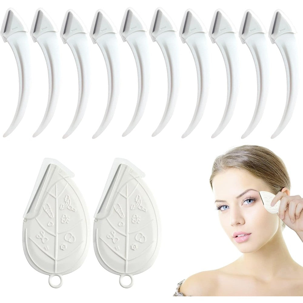 ONEUPIN 12 piece eyebrow trimmer set front view featuring premium white facial razors for precise grooming.