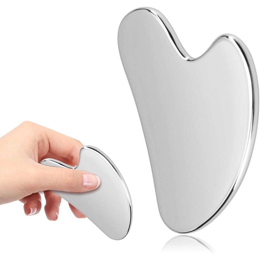 Pickbeau stainless steel gua sha tool front view for face massage