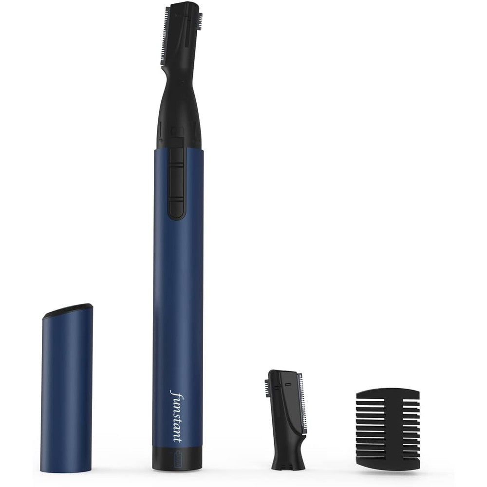 Funstant Upgraded Eyebrow Trimmer for Men front view of sleek blue precision grooming pen
