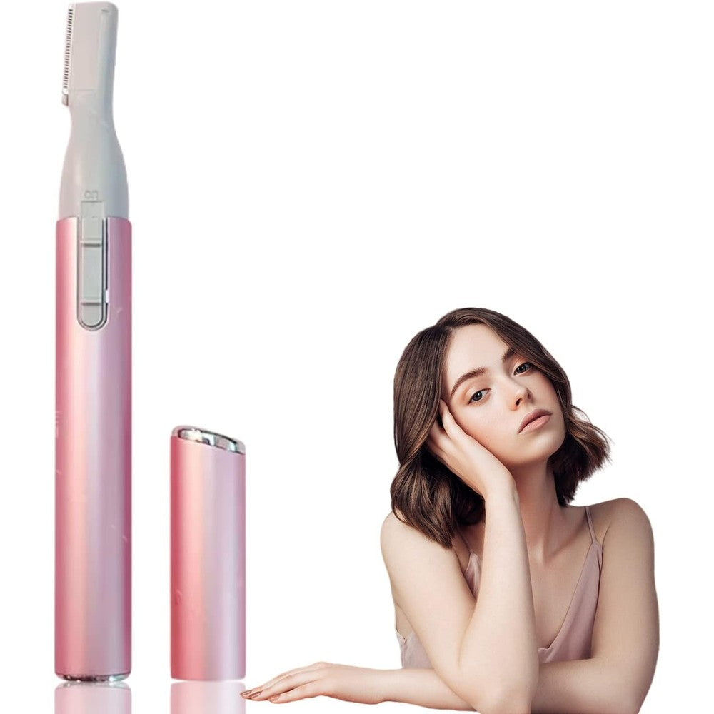 Zetiling electric eyebrow trimmer front view showing the pink pen design