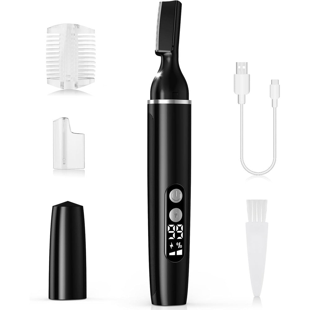 Dapsang electric eyebrow trimmer front view showcasing digital battery display