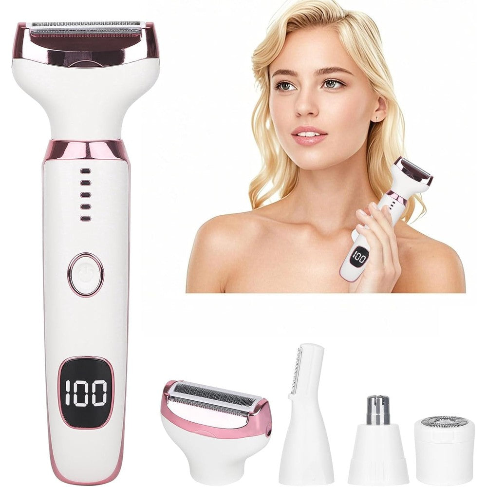 JQSTY 4 in 1 electric razor front view showcasing the LED display and sleek ergonomic handle design.