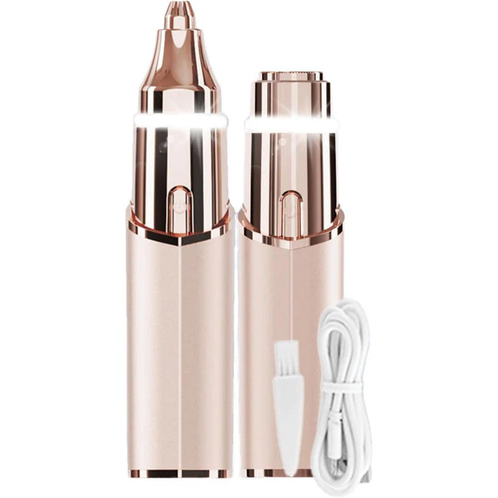 ZyrWyhh Portable Two in One Facial Shaver in Champagne Gold showcasing front design