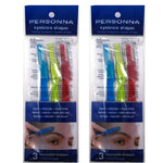 Personna Eyebrow Shapers six count retail packaging front view showcasing colorful blue green and red precise facial grooming razors.