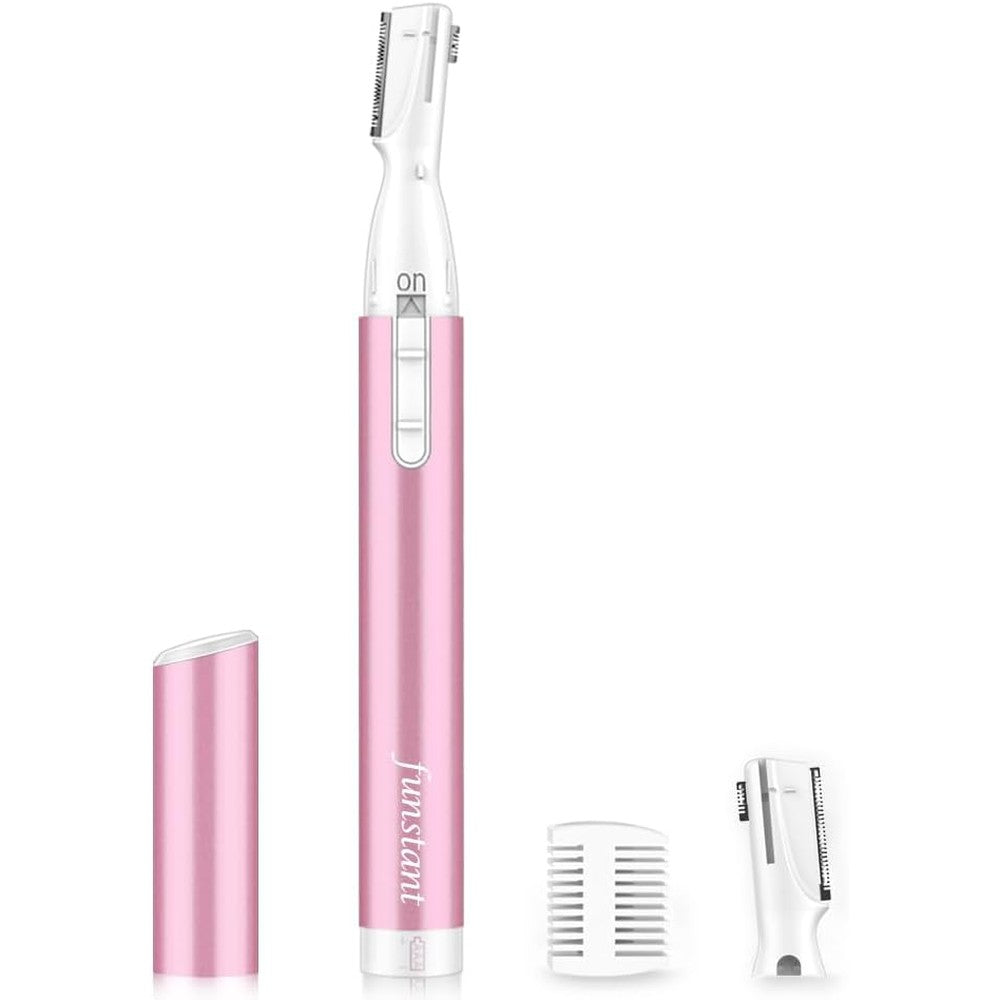 Funstant upgraded eyebrow trimmer front view pink electric razor for women