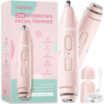Vankoo 2 in 1 facial hair remover and eyebrow trimmer front view showing the pastel pink design.