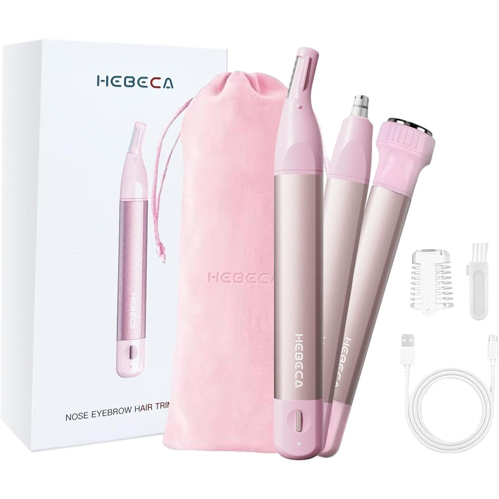 Hebeca 3-in-1 facial hair trimmer pink front view