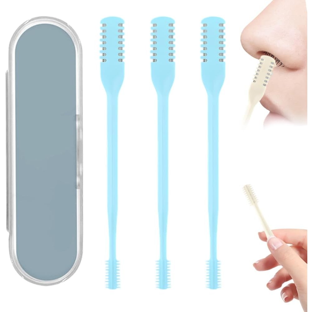 Godmifa 360 rotating nose and ear groomer front view showing the blue manual trimmers