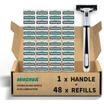 Miechua mens shaving razor set with handle and forty eight refills front view