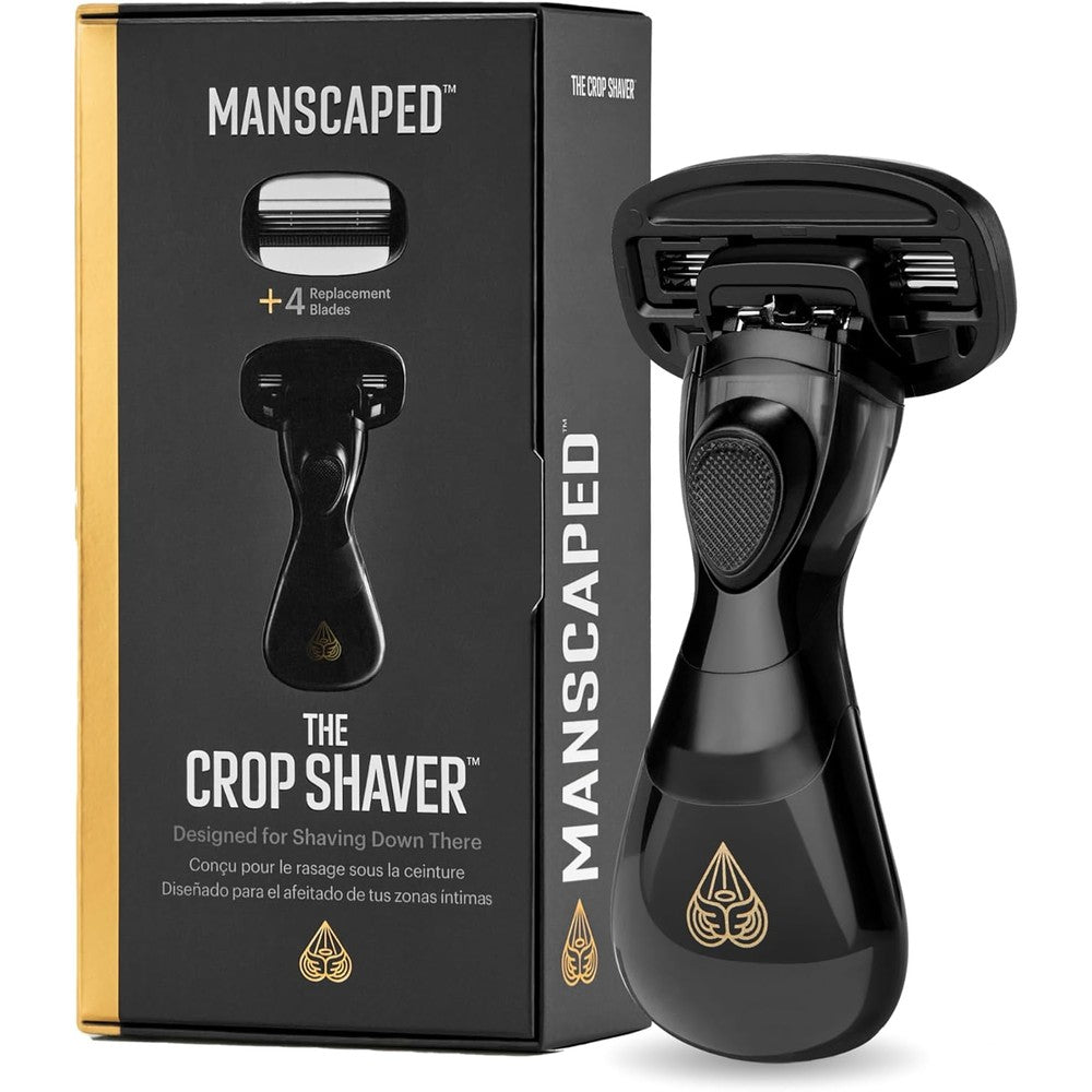 MANSCAPED The Crop Shaver groin hair razor packaging front view showcasing premium intimate grooming tools.