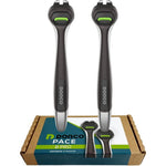 Dorco Pace 6 Pro replacement handles twin pack front view showcasing premium rubberized grip