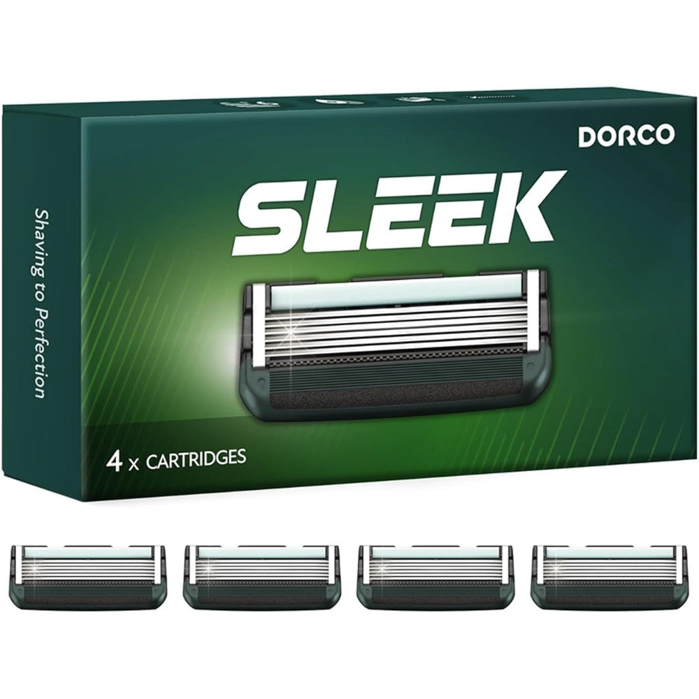 Dorco Sleek Six Blade Razor System 4 Pack front view showing the product packaging
