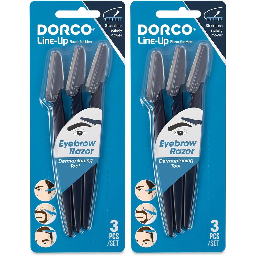 DORCO Line Up Razor for Men 2 pack front view showcasing stainless steel blades.