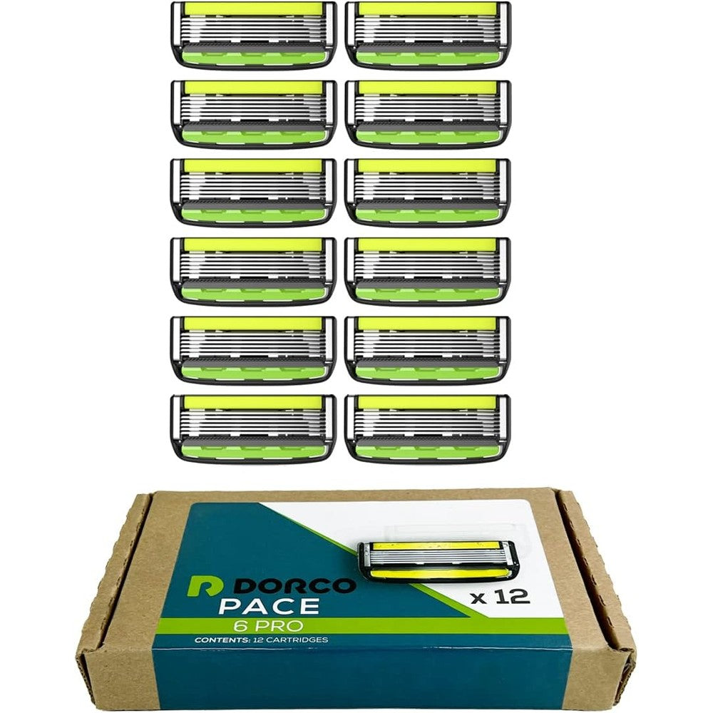 Dorco Pace 6 Pro six blade razor system 12 pack refill front view