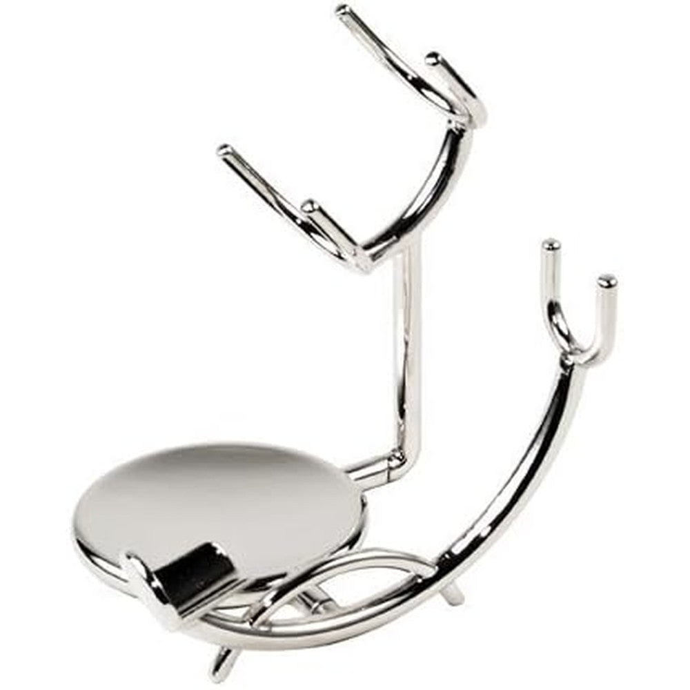 Taconic Shave Chrome Razor and Shaving Brush Stand front view for countertop organization.