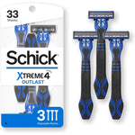 Schick Xtreme 4 Outlast disposable razors front view pack of 3