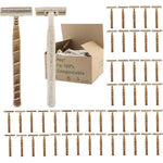 Generic eco-friendly wheat straw disposable razors 50 count pack front view