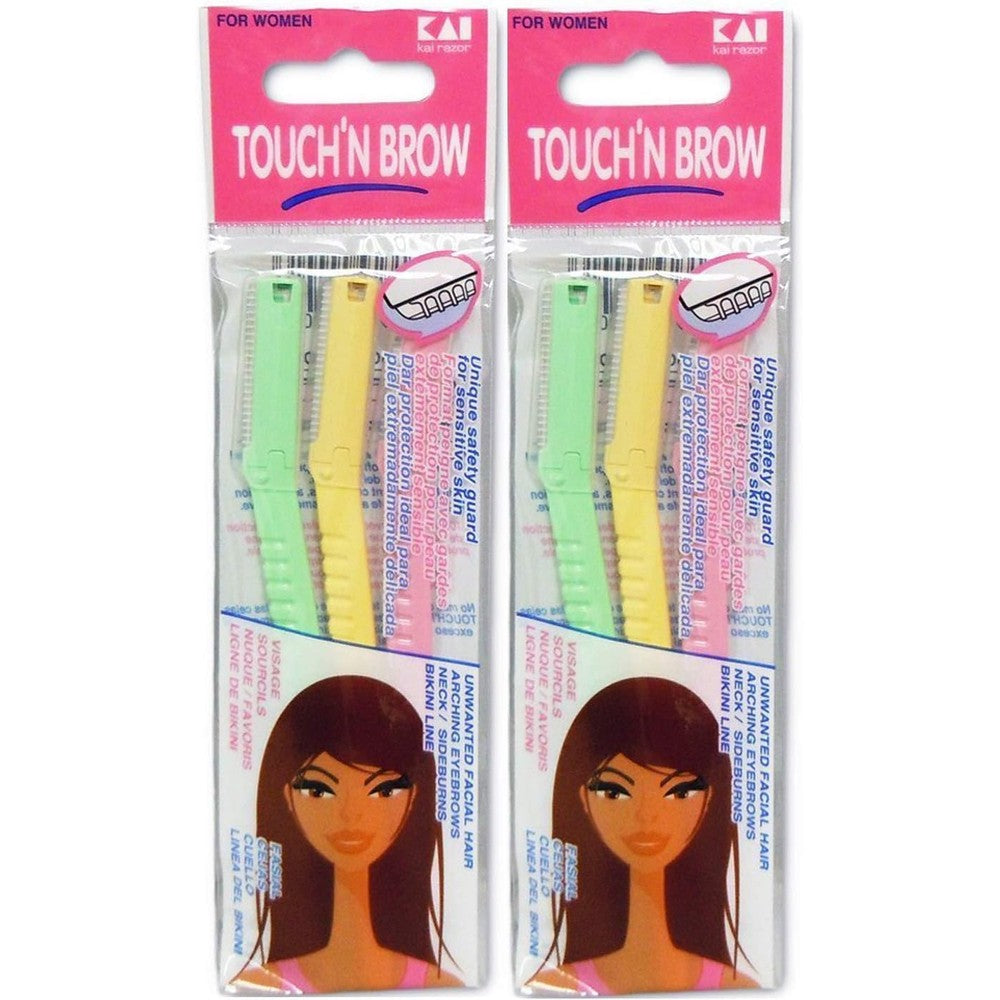 Kai Touch N Brow Eyebrow Razor pack of 6 front view
