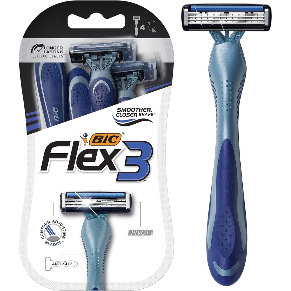 Bic Flex 3 Men's Disposable Razors 4 piece set front view