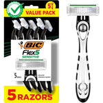 BIC Flex 5 Sensitive Men's Disposable 5-Blade Razors front view packaging