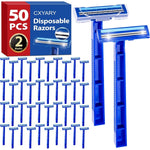 Cxyary 50 pieces disposable razors bulk pack front view