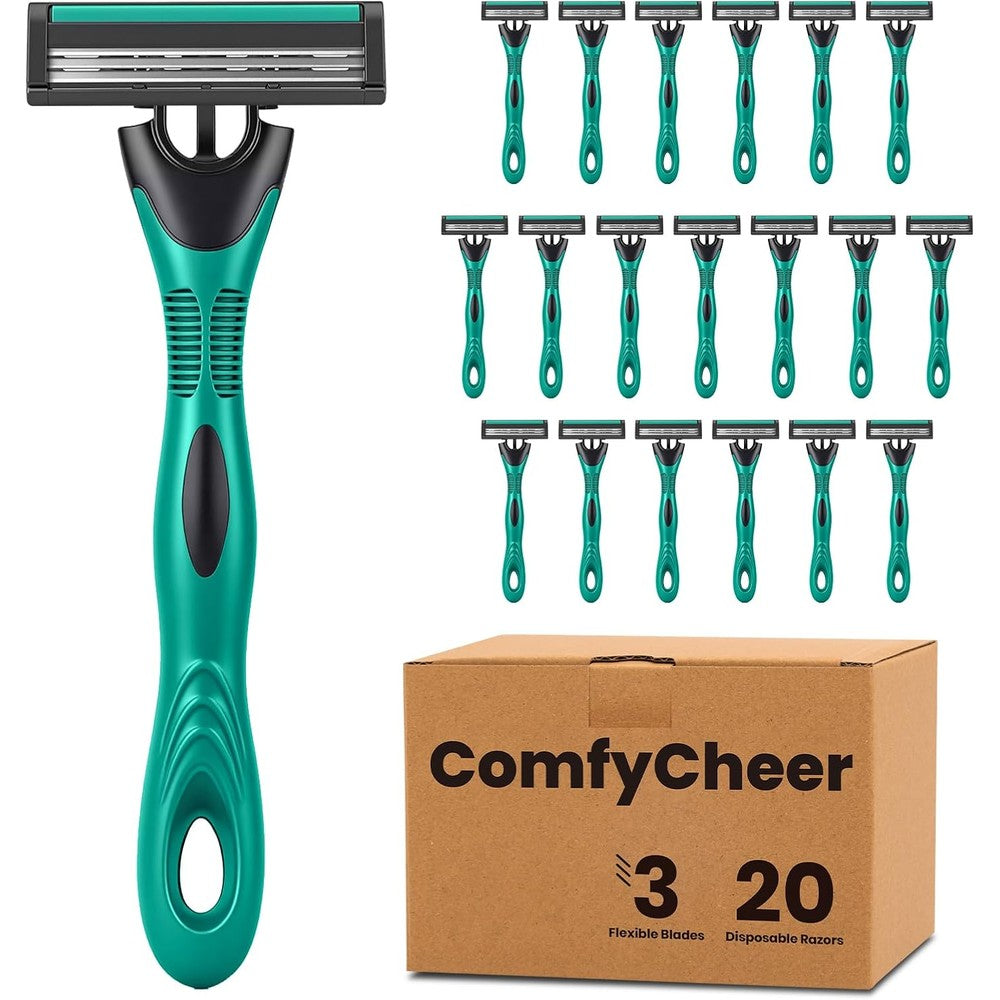 Comfycheer triple blade disposable razors front view
