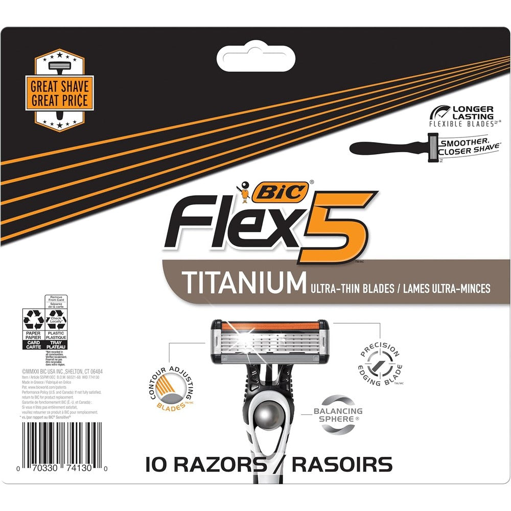 BIC Flex 5 Men's Disposable Razor 10 Piece Set front view