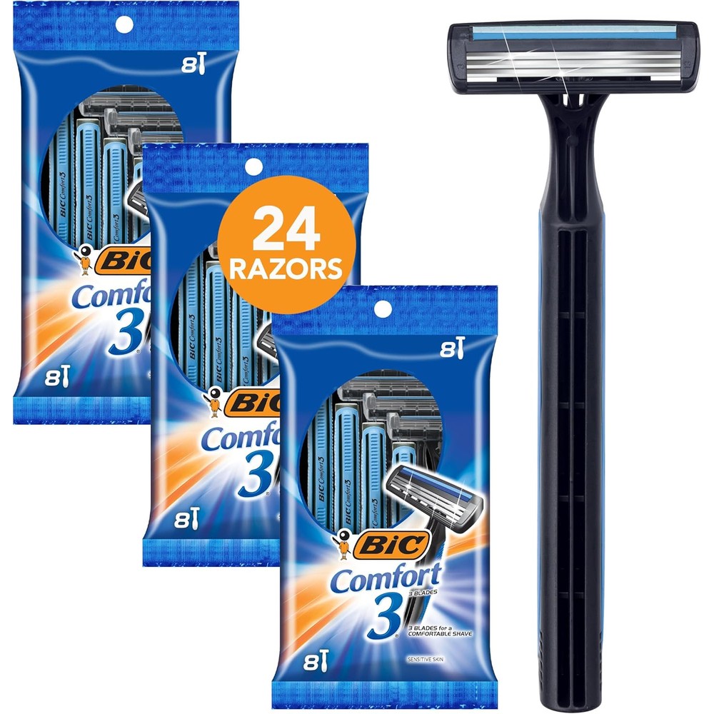 Bic Comfort 3 disposable razors 24 count front view