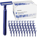 McKesson disposable razors 50 count blue twin blade front view