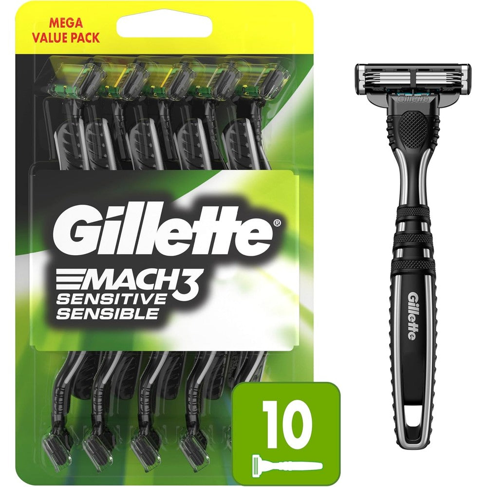 Gillette Mach3 Sensitive disposable razors front view pack of ten