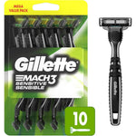 Gillette Mach3 Sensitive disposable razors front view pack of ten