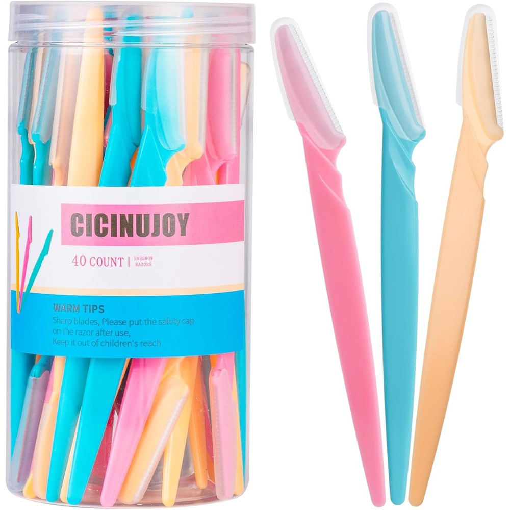 Cicinujoy 40 piece eyebrow razor kit front view in storage case