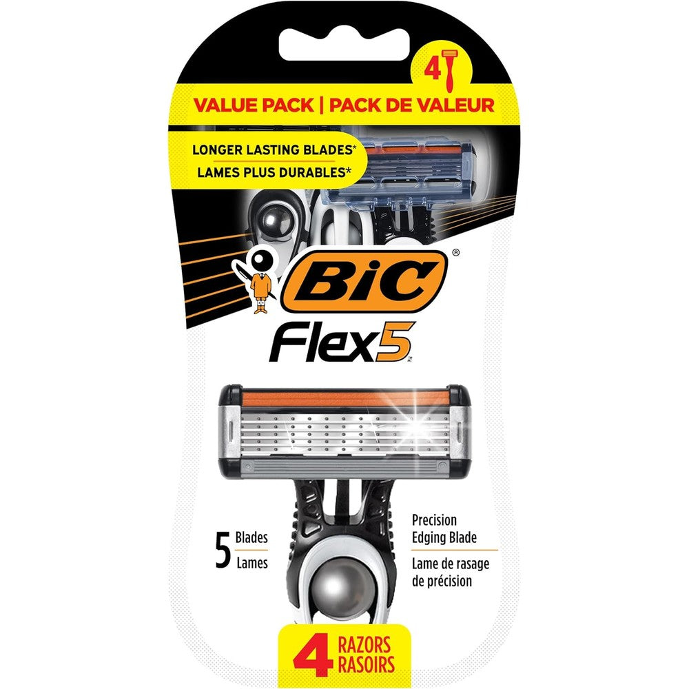 Bic Flex 5 men's disposable razor 4-pack retail packaging