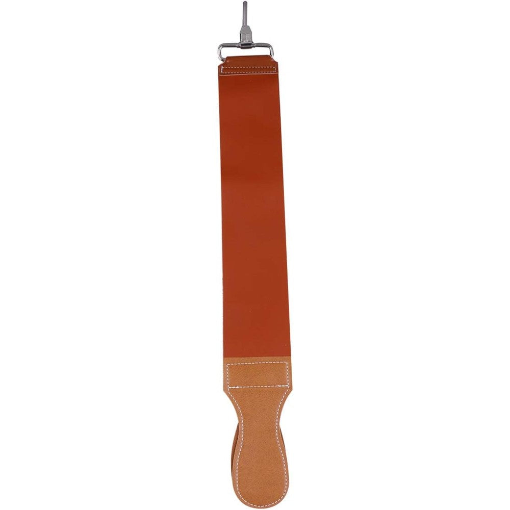 Minkissy Sharpening Strop Belt front view showing leather side for razor polishing.