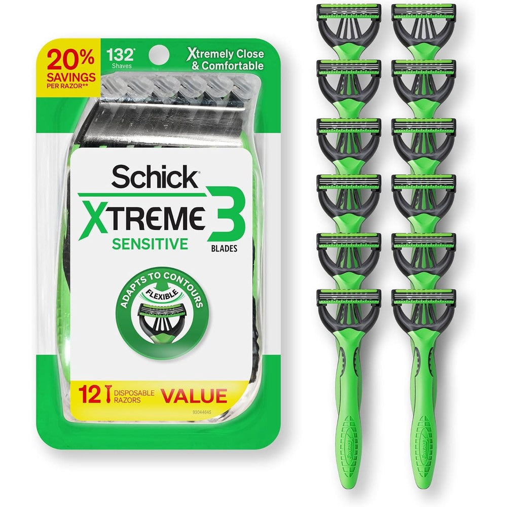 Schick Xtreme 3 Original Sensitive Disposable Razors front view packaging
