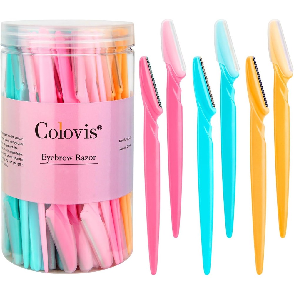 Colovis 66 piece eyebrow razor and face razor set in container