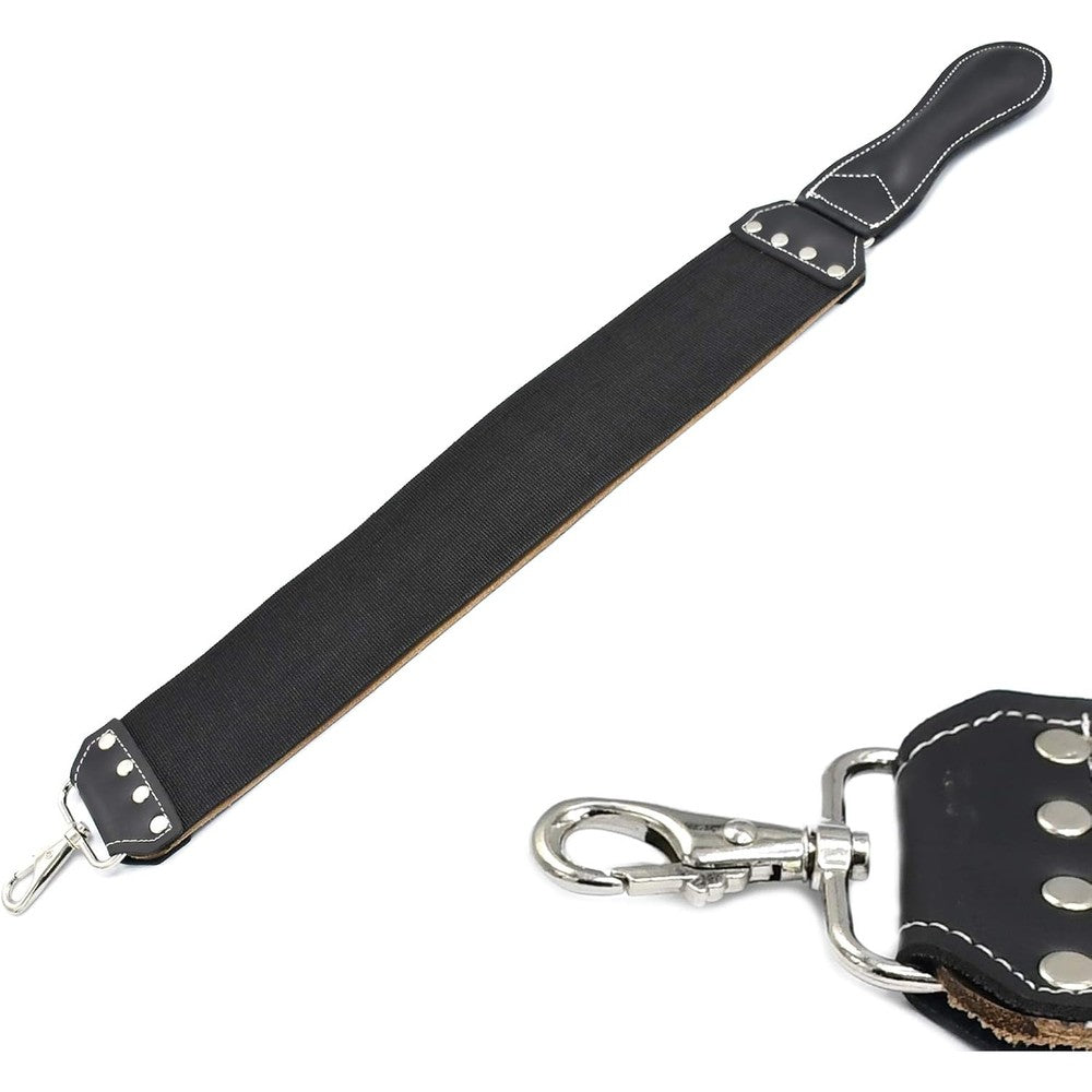 AAProTools premium leather razor strop front view showing brown cowhide texture.