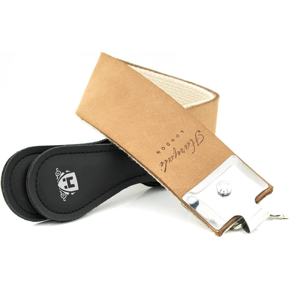 Haryali London Leather Strop front view for straight razor sharpening