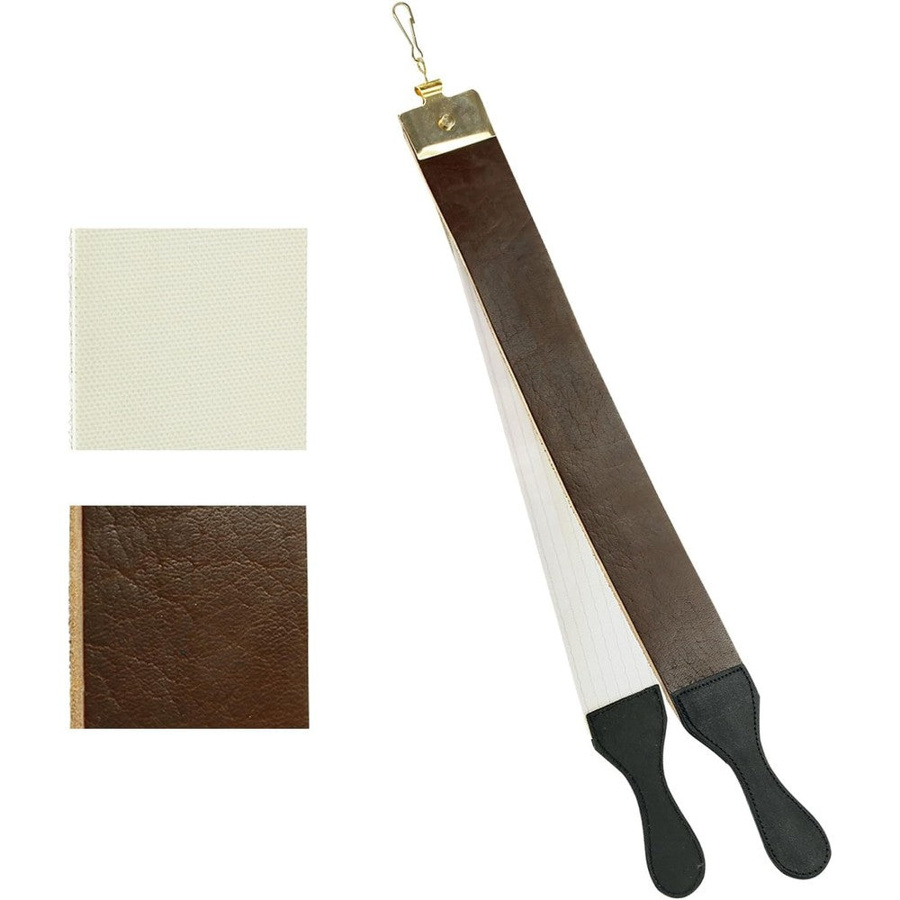 BLADE PRO premium leather barber strop front view for straight razor maintenance