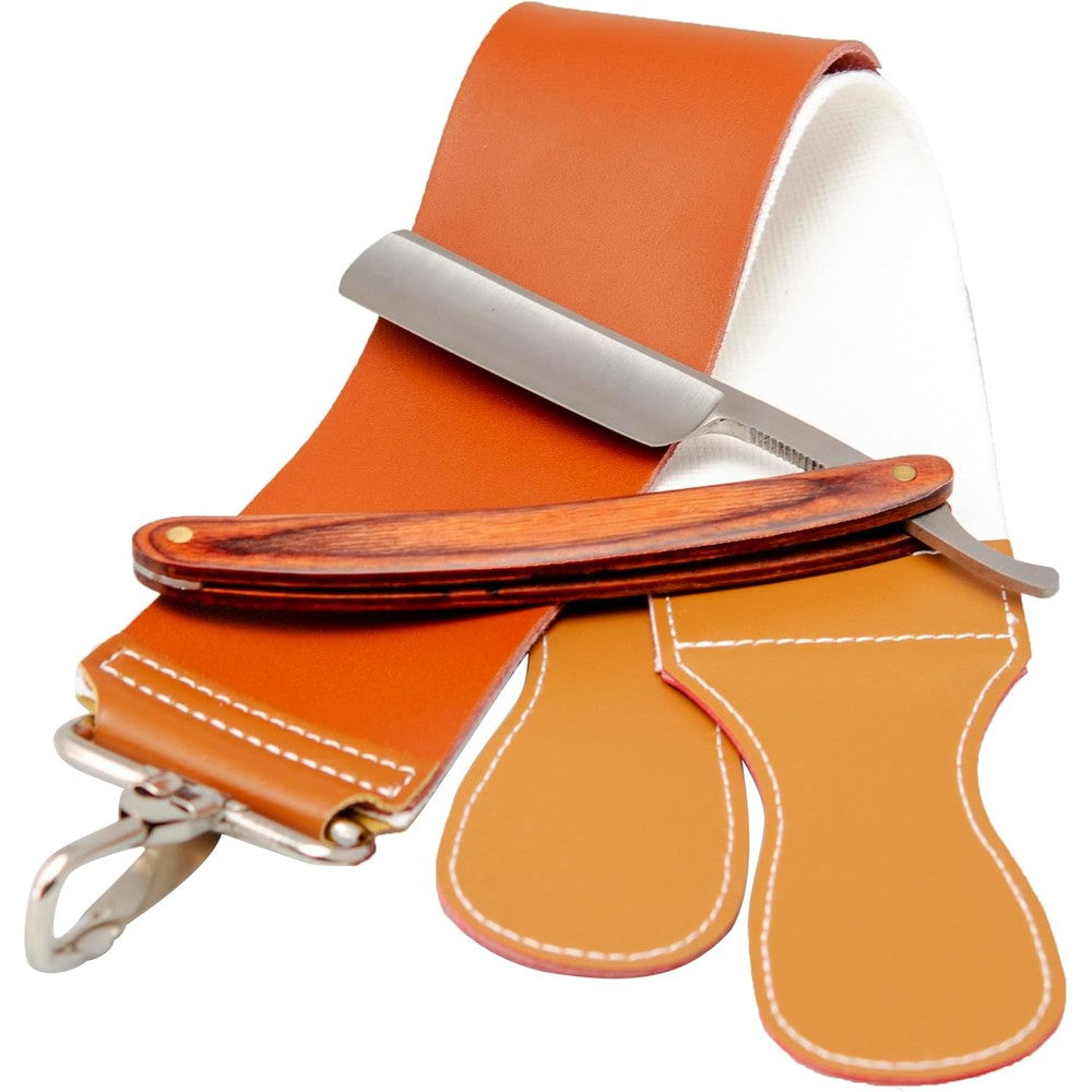 Danweix professional straight razor front view with wood handle