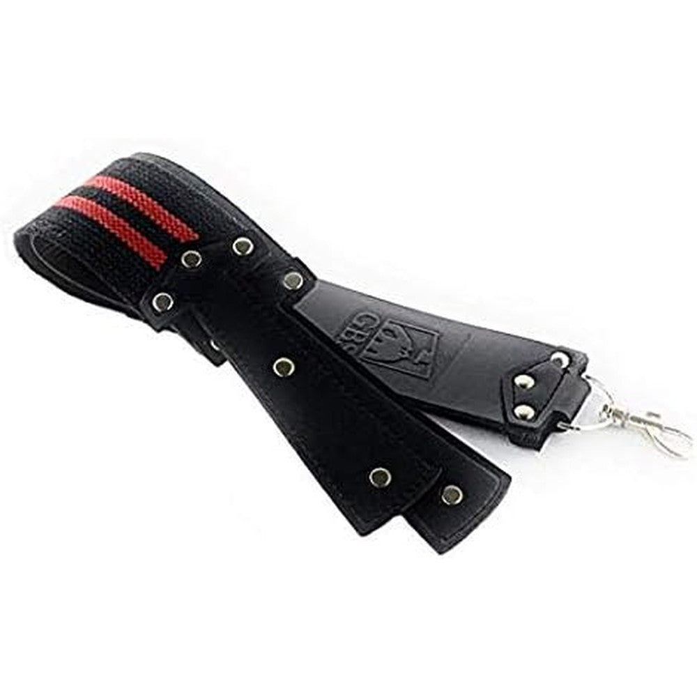 G.B.S professional straight razor leather strop front view hanging from a swivel ring.