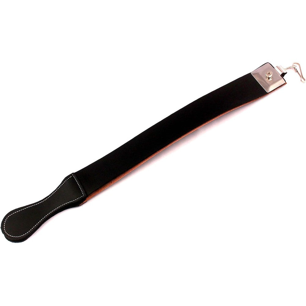 GS Online Straight Razor Strop front view hanging leather sharpening strap for professional barber shaving