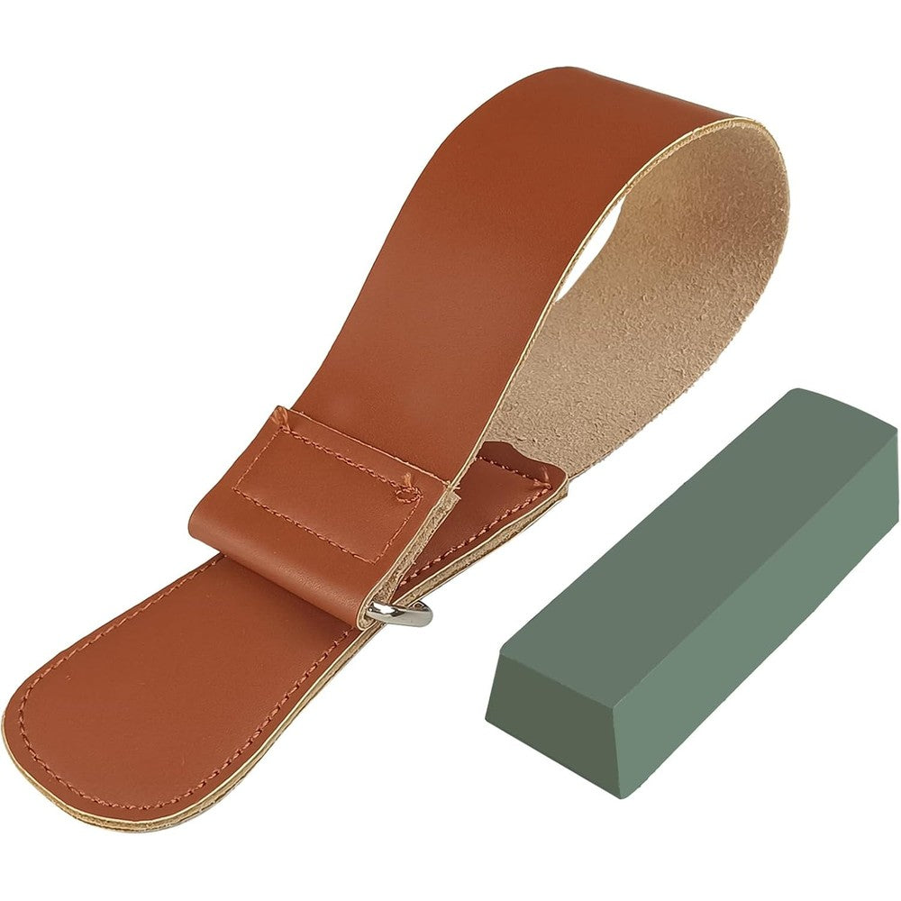 Lunmgleng leather strop and green compound set front view