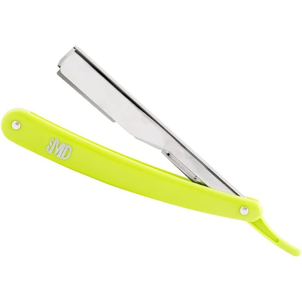 MD Barber Classic Slide Out Razor in Neon Green front view professional shavette tool