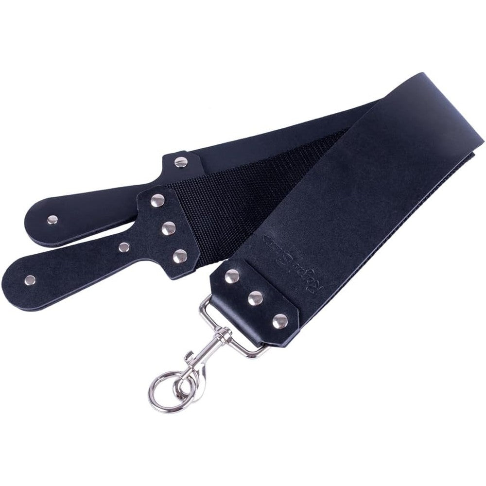 Royal Shave 3 inch Latigo leather straight razor strop front view black