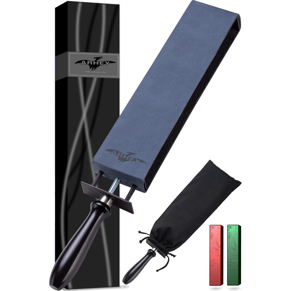 Arhey Large Adjustable Italian Leather Straight Razor Strop front view
