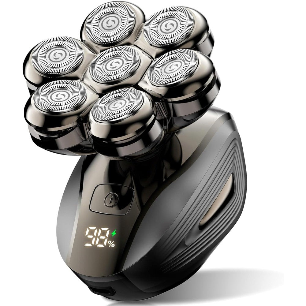 Cyruzi 7D electric head shaver front view with LED display