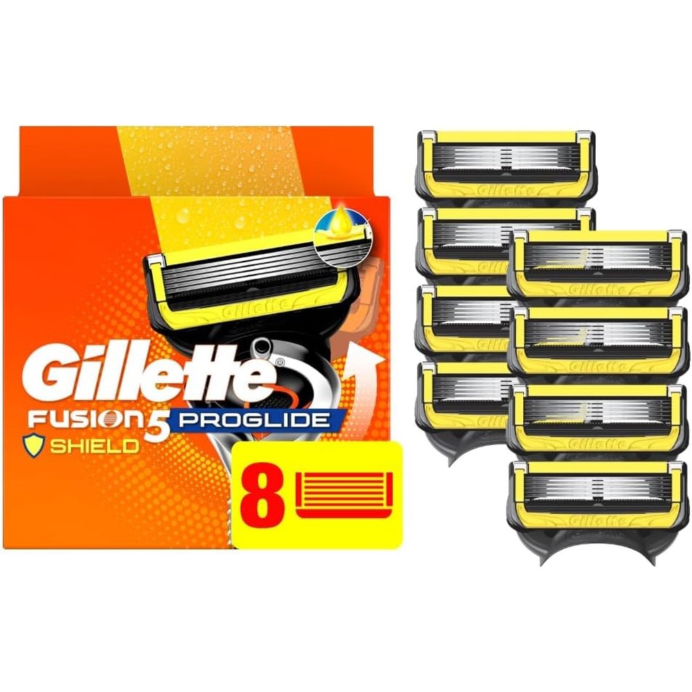 Gillette ProGlide Shield Razor Refills for Men 8 Pack front view showing genuine USA packaging