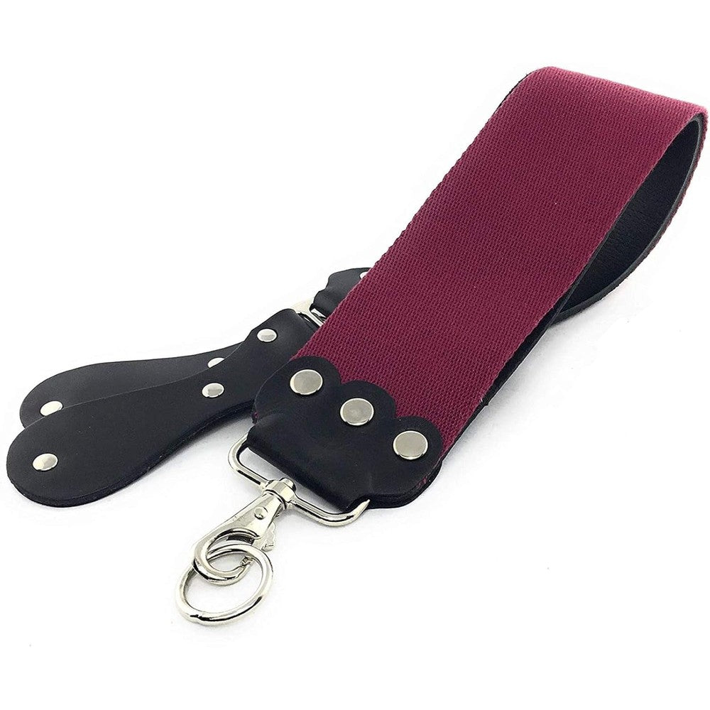 G.B.S. GENTS professional straight razor strop front view showcasing genuine leather surface and stainless steel hook.