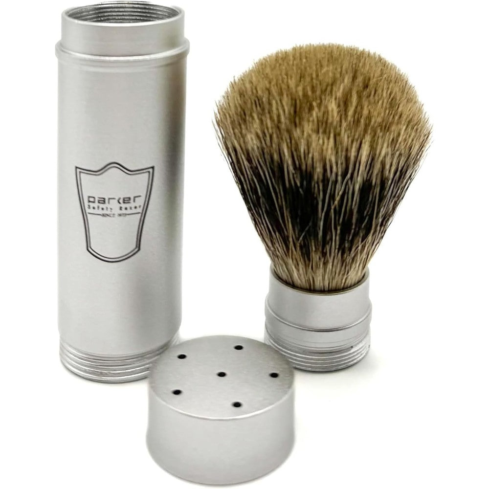 Parker full size travel shaving brush with bristles exposed